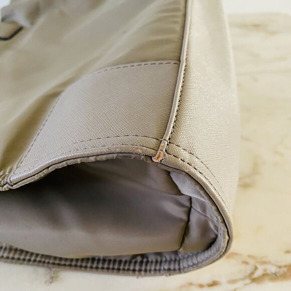 TORY BURCH Solid Tan Ella Mini Nylon Tote Bag Large Logo - Picture 10 of 10